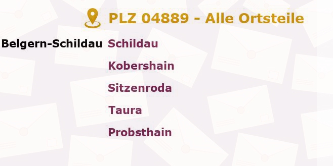 Postleitzahl 04889 Schildau, Sachsen - Alle Orte und Ortsteile