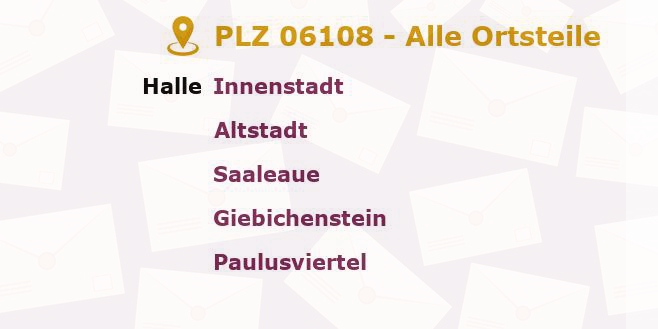 Postleitzahl 06108 Halle, Sachsen-Anhalt - Alle Orte und Ortsteile