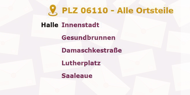 Postleitzahl 06110 Halle, Sachsen-Anhalt - Alle Orte und Ortsteile