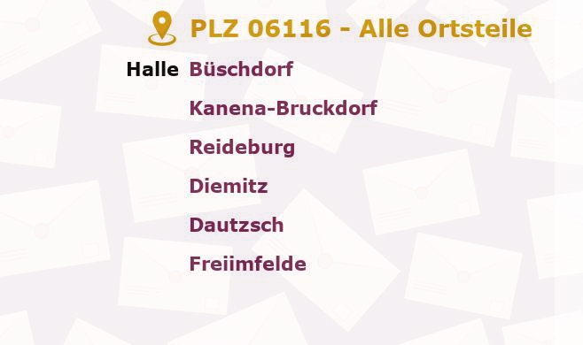 Postleitzahl 06116 Halle, Sachsen-Anhalt - Alle Orte und Ortsteile