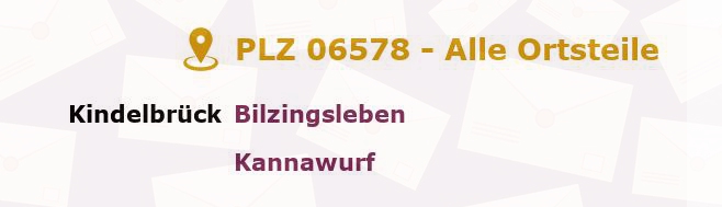 Postleitzahl 06578 Kannawurf, Thüringen - Alle Orte und Ortsteile