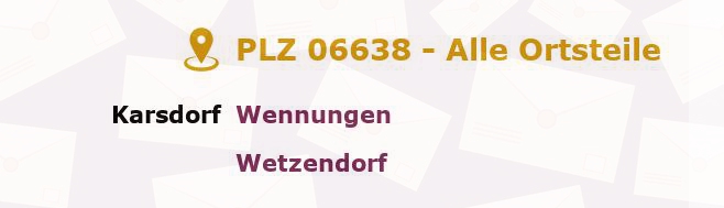 Postleitzahl 06638 Karsdorf, Sachsen-Anhalt - Alle Orte und Ortsteile