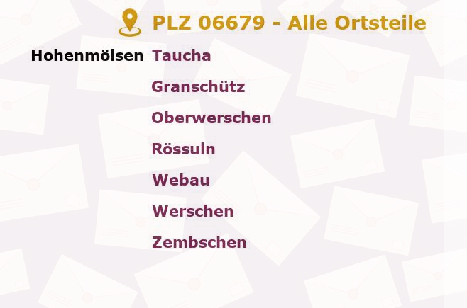 Postleitzahl 06679 Zorbau, Sachsen-Anhalt - Alle Orte und Ortsteile