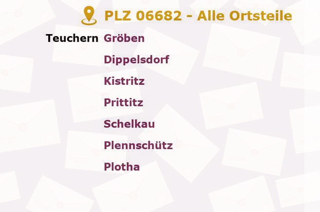 Postleitzahl 06682 Sachsen-Anhalt - Alle Orte und Ortsteile