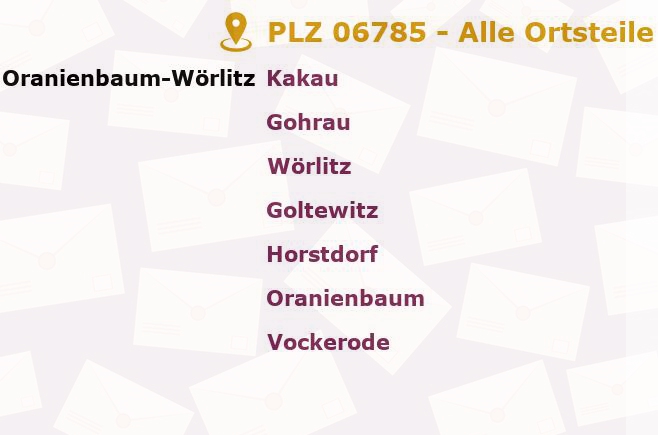 Postleitzahl 06785 Horstdorf, Sachsen-Anhalt - Alle Orte und Ortsteile