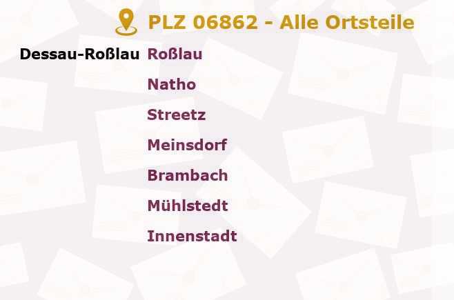 Postleitzahl 06862 Hundeluft, Sachsen-Anhalt - Alle Orte und Ortsteile