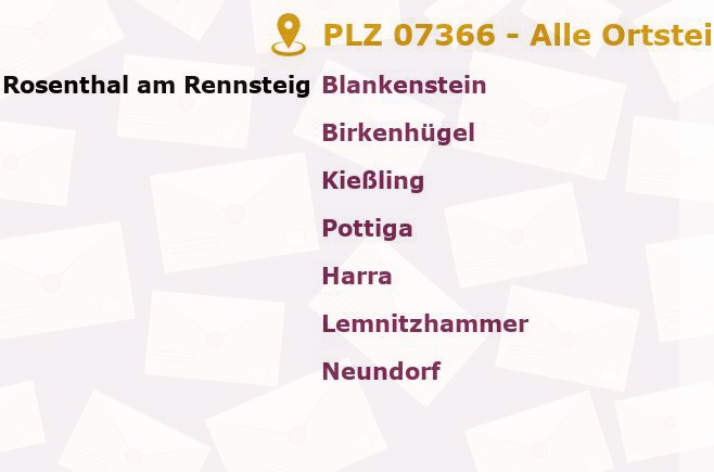 Postleitzahl 07366 Thüringen - Alle Orte und Ortsteile