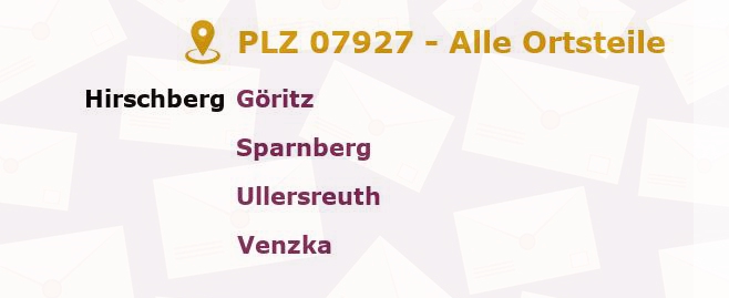 Postleitzahl 07927 Thüringen - Alle Orte und Ortsteile