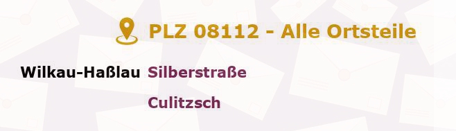 Postleitzahl 08112 Wilkau-Haßlau, Sachsen - Alle Orte und Ortsteile