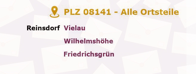 Postleitzahl 08141 Reinsdorf, Sachsen - Alle Orte und Ortsteile