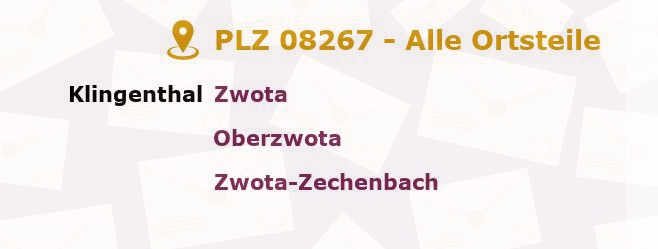 Postleitzahl 08267 Zwota, Sachsen - Alle Orte und Ortsteile