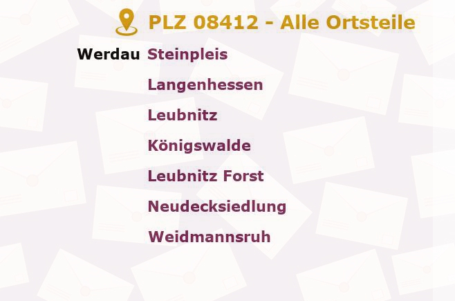 Postleitzahl 08412 Werdau, Sachsen - Alle Orte und Ortsteile