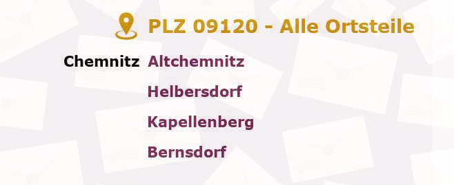 Postleitzahl 09120 Chemnitz, Sachsen - Alle Orte und Ortsteile