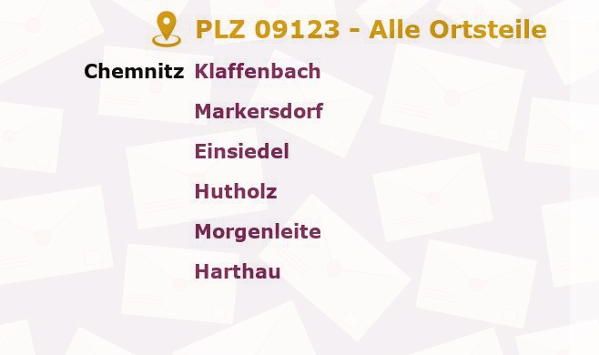 Postleitzahl 09123 Chemnitz, Sachsen - Alle Orte und Ortsteile