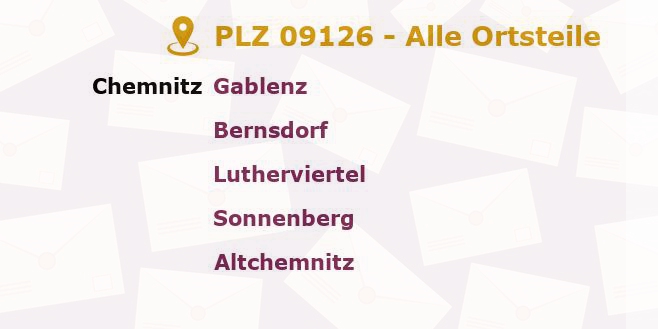 Postleitzahl 09126 Chemnitz, Sachsen - Alle Orte und Ortsteile