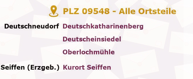 Postleitzahl 09548 Seiffen, Sachsen - Alle Orte und Ortsteile