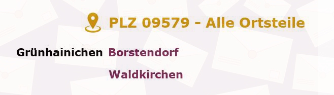 Postleitzahl 09579 Grünhainichen, Sachsen - Alle Orte und Ortsteile