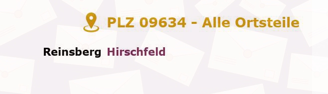 Postleitzahl 09634 Sachsen - Alle Orte und Ortsteile