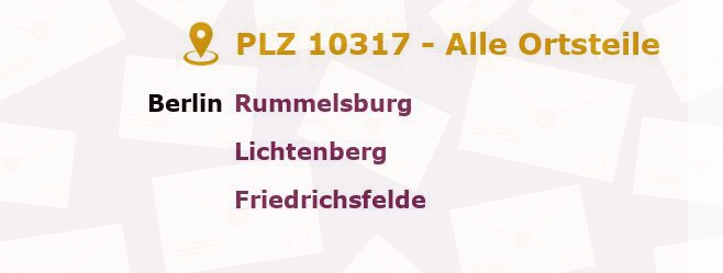 Postleitzahl 10317 Rummelsburg, Berlin - Alle Orte und Ortsteile