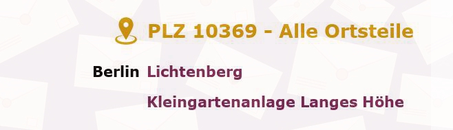 Postleitzahl 10369 Fennpfuhl, Berlin - Alle Orte und Ortsteile