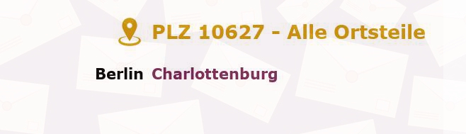 Postleitzahl 10627 Charlottenburg, Berlin - Alle Orte und Ortsteile