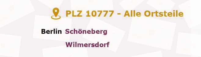 Postleitzahl 10777 Schöneberg, Berlin - Alle Orte und Ortsteile