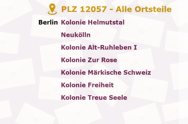 Postleitzahl 12057 Berlin - Alle Orte und Ortsteile