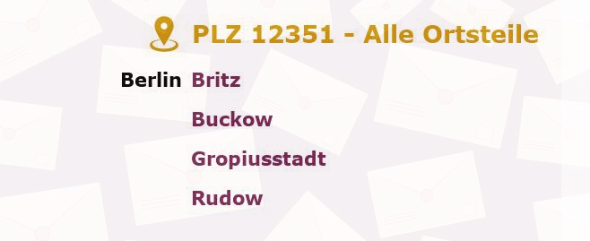 Postleitzahl 12351 Gropiusstadt, Berlin - Alle Orte und Ortsteile