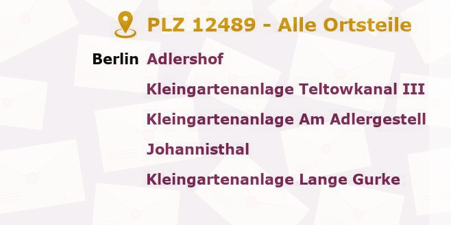 Postleitzahl 12489 Berlin - Alle Orte und Ortsteile