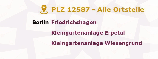 Postleitzahl 12587 Friedrichshagen, Berlin - Alle Orte und Ortsteile