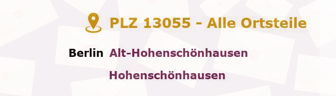 Postleitzahl 13055 Berlin - Alle Orte und Ortsteile