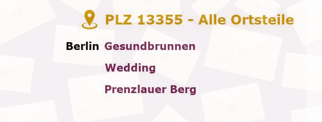 Postleitzahl 13355 Gesundbrunnen, Berlin - Alle Orte und Ortsteile