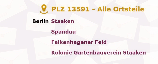 Postleitzahl 13591 Staaken, Berlin - Alle Orte und Ortsteile