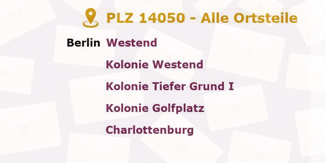 Postleitzahl 14050 Westend, Berlin - Alle Orte und Ortsteile