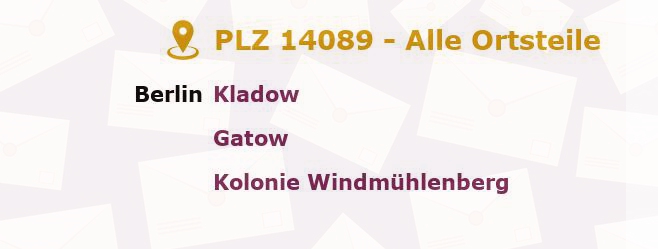 Postleitzahl 14089 Groß Glienicke, Brandenburg - Alle Orte und Ortsteile