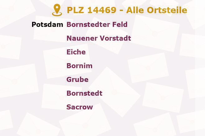 Postleitzahl 14469 Potsdam, Brandenburg - Alle Orte und Ortsteile