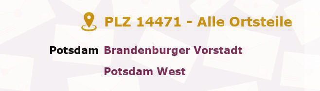 Postleitzahl 14471 Potsdam, Brandenburg - Alle Orte und Ortsteile