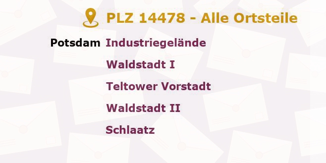 Postleitzahl 14478 Potsdam, Brandenburg - Alle Orte und Ortsteile