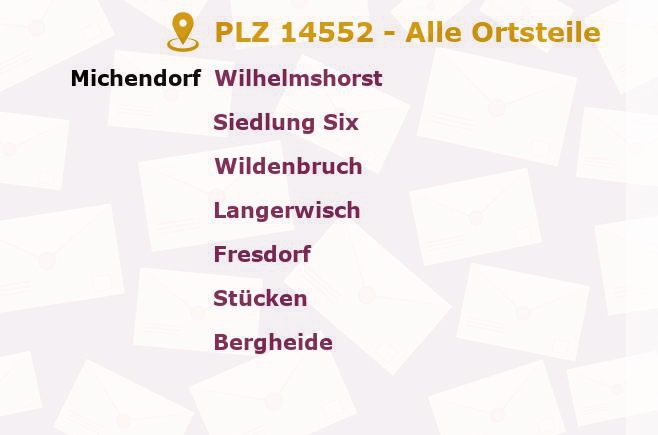 Postleitzahl 14552 Brandenburg - Alle Orte und Ortsteile
