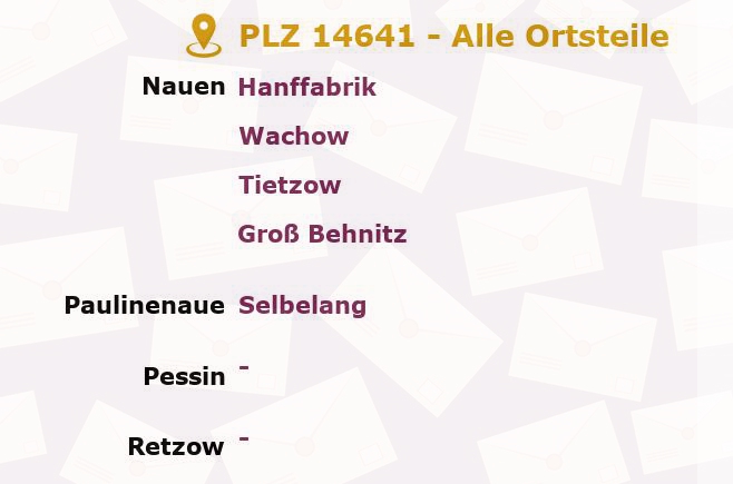 Postleitzahl 14641 Brandenburg - Alle Orte und Ortsteile