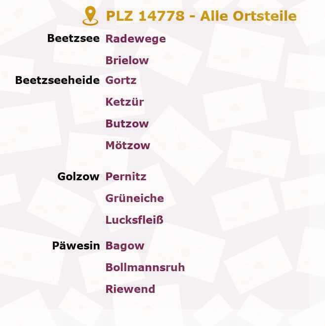 Postleitzahl 14778 Brandenburg - Alle Orte und Ortsteile