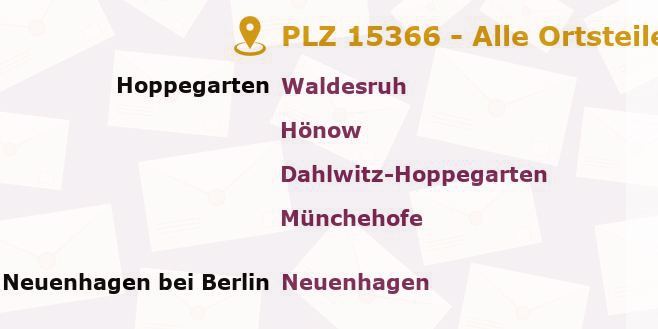 Postleitzahl 15366 Neuenhagen bei Berlin, Brandenburg - Alle Orte und Ortsteile