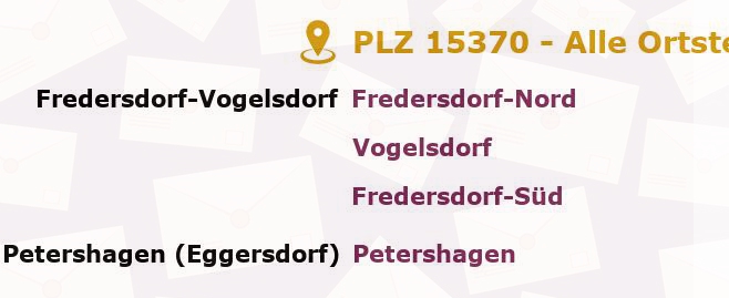 Postleitzahl 15370 Petershagen, Brandenburg - Alle Orte und Ortsteile