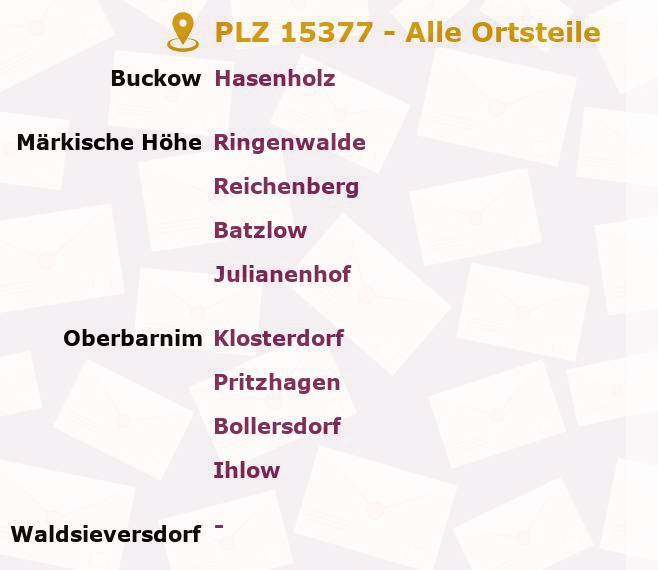 Postleitzahl 15377 Brandenburg - Alle Orte und Ortsteile