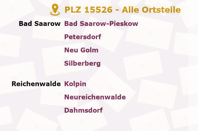 Postleitzahl 15526 Brandenburg - Alle Orte und Ortsteile