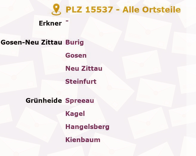 Postleitzahl 15537 Kesselberg, Brandenburg - Alle Orte und Ortsteile