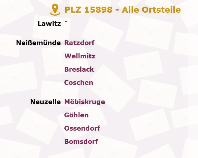 Postleitzahl 15898 Neuzelle, Brandenburg - Alle Orte und Ortsteile