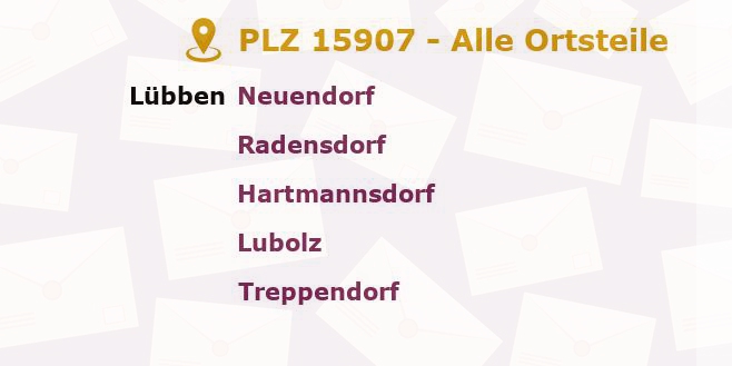 Postleitzahl 15907 Lübben, Brandenburg - Alle Orte und Ortsteile