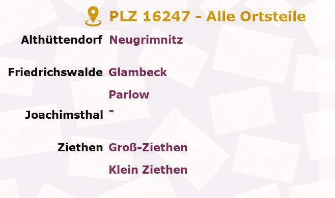 Postleitzahl 16247 Brandenburg - Alle Orte und Ortsteile