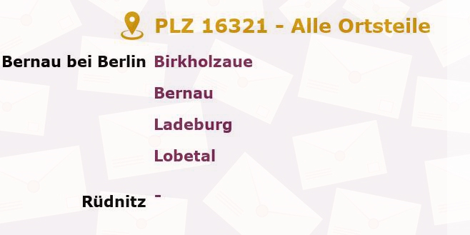 Postleitzahl 16321 Bernau bei Berlin, Brandenburg - Alle Orte und Ortsteile